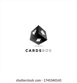 simple casino card box logo, modern premium icon, template design