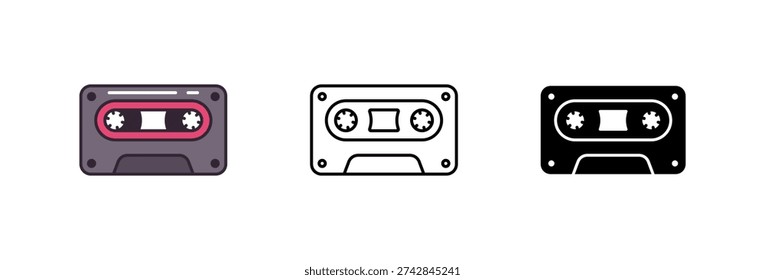 Simple cassette tape icon isolated on white background.