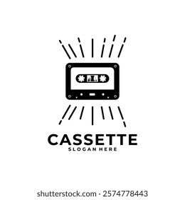 Simple Cassette tape retro logo vector illustration template design