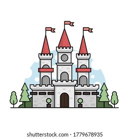 Simple icono de arte plano en castillo.