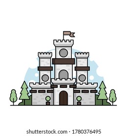 Simple castle flat art icon.