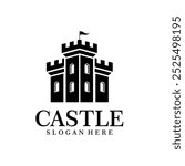 Simple castle logo design vector illustration