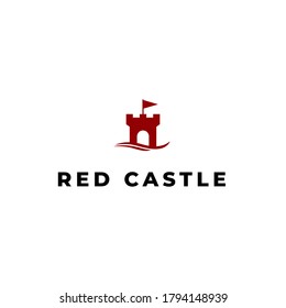 Simple castle and ocean wave logo