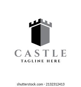 simple castle silhouette vector logo design