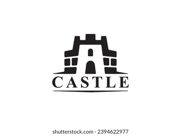 simple castle wall building logo design