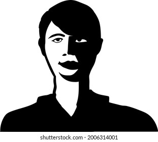 simple casually drawn portrait of a young man black user on a white background 