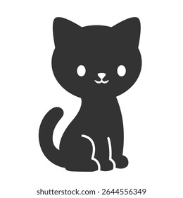 Silhueta preta de gato simples - vetor animal encantador para decoração, branding, ou adesivos.