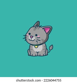 a simple cat character with a striped pattern and has a gray color