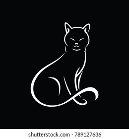 simple cat design black background