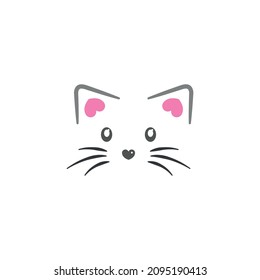 Simple cat face drawing. Cat icon.
