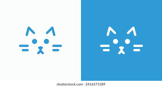 Simple cat face vector logo design.