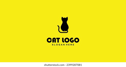 Diseño de logotipo de pez gato simple con un concepto único| logotipo de tienda de mascotas| vector premium