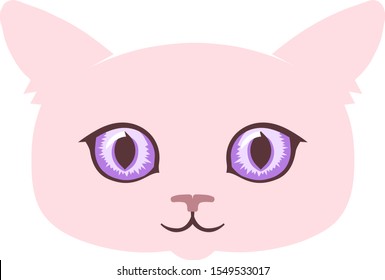 Simple cat head with  big cute colored eyes