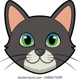 simple cat head with flat color vector art