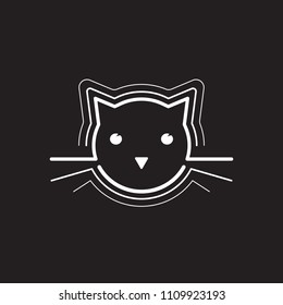 Simple cat head icon. Line design. Vector illustration isolated on white background