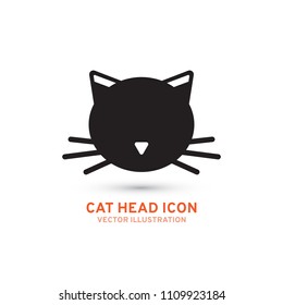 Icono de cabeza de gato simple, silueta. Ilustración vectorial aislada sobre fondo blanco