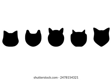 Simple cat head illustration set design