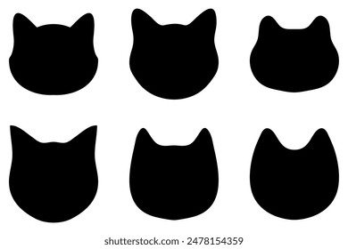 Simple cat head illustration set design