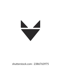 Simple cat head logo formed from 3 triangles with a blank background