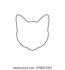Simple cat head outline icon vector flat design on white background.