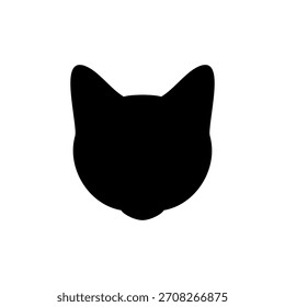 Simple cat head silhouette icon vector flat design on white background.