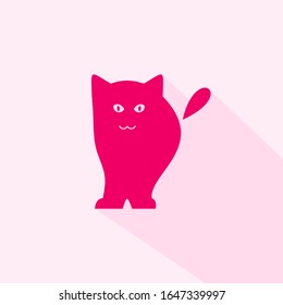 Simple cat in the hot pink background - icon illustration