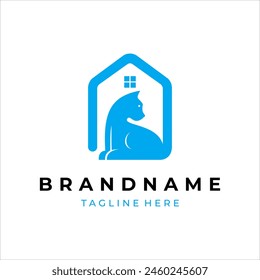 simple cat and house logo