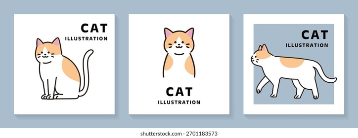 Simple cat icon illustration set