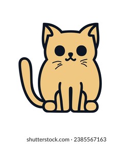 Ilustración simple del gato. Sentado De Gato. Gato amarillo. Gato vectorial.