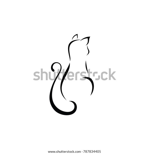 Simple Cat Line Art Stock Vector Royalty Free 787834405