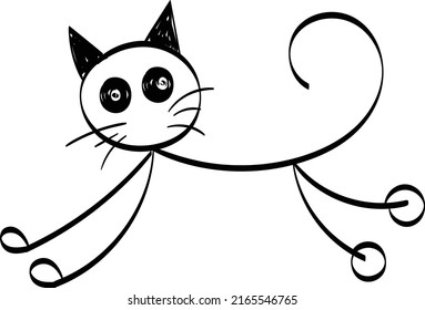 Simple Cat Line Art. Black Cat Silhouette for print or use as poster, card, flyer, Tattoo or T Shirt