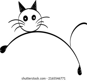 Simple Cat Line Art. Black Cat Silhouette for print or use as poster, card, flyer, Tattoo or T Shirt