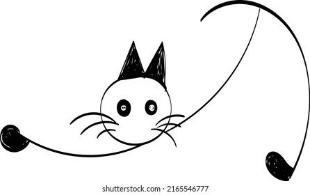 Simple Cat Line Art. Black Cat Silhouette for print or use as poster, card, flyer, Tattoo or T Shirt