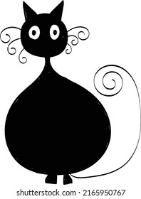 Simple Cat Line Art. Black Cat Silhouette for print or use as poster, card, flyer, Tattoo or T Shirt