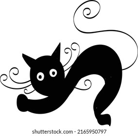 Simple Cat Line Art. Black Cat Silhouette for print or use as poster, card, flyer, Tattoo or T Shirt