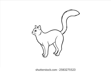 Simple Cat Line Art Design