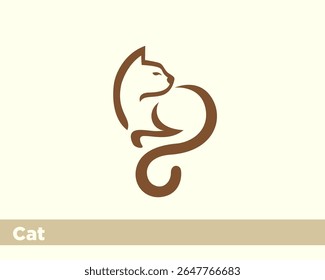 simples arte da linha do gato olhar para trás ícone do logotipo símbolo modelo ilustração inspiração