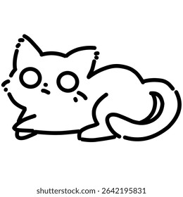 Simple cat line art outline illustration. Cute line art of a cat illustration 