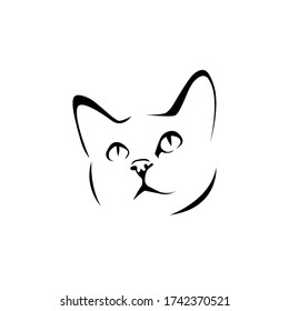 simple cat line art Vector Illustration