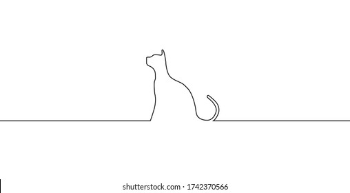 simple cat line art Vector Illustration
