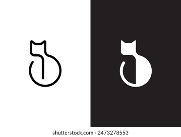 simple cat line logo. abstract pet care icon design vector 