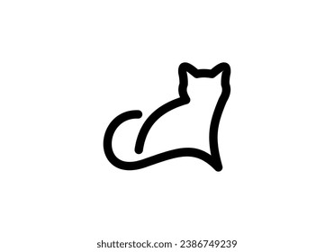 simple cat line logo, pet care design vector illustration