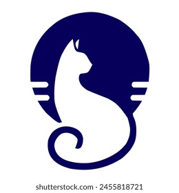 simple cat logo, image of a cat on the roof of the house, minimalist logo. stock illustration