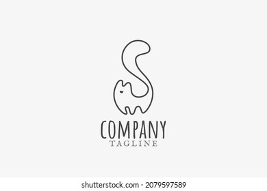 un sencillo logotipo de gato con un estilo de dibujo de línea