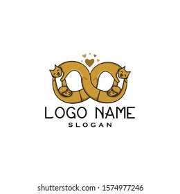 Simple Cat lover logo icon. Funny pet and human shape love silhouette vector. Kitten fans club and community design. Modern vintage look hand drawn line art style. Apply to web site, mobile phone apps
