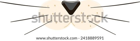 Simple cat nose with whiskers vector illustration. Cute feline features graphic design element.