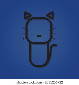 Vector de icono de gato simple con fondo azul