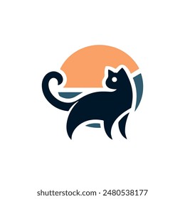 simple cat outline logo vector icon illustration, animal outline art