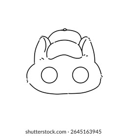 Simple cat wearing a hat illustration. Simple cat line art outline illustration 