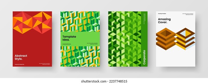 Cubierta de catálogo simple paquete de diseño vectorial de diseño A4. Resumen de la colección de ilustraciones de volante de patrones de mosaico.